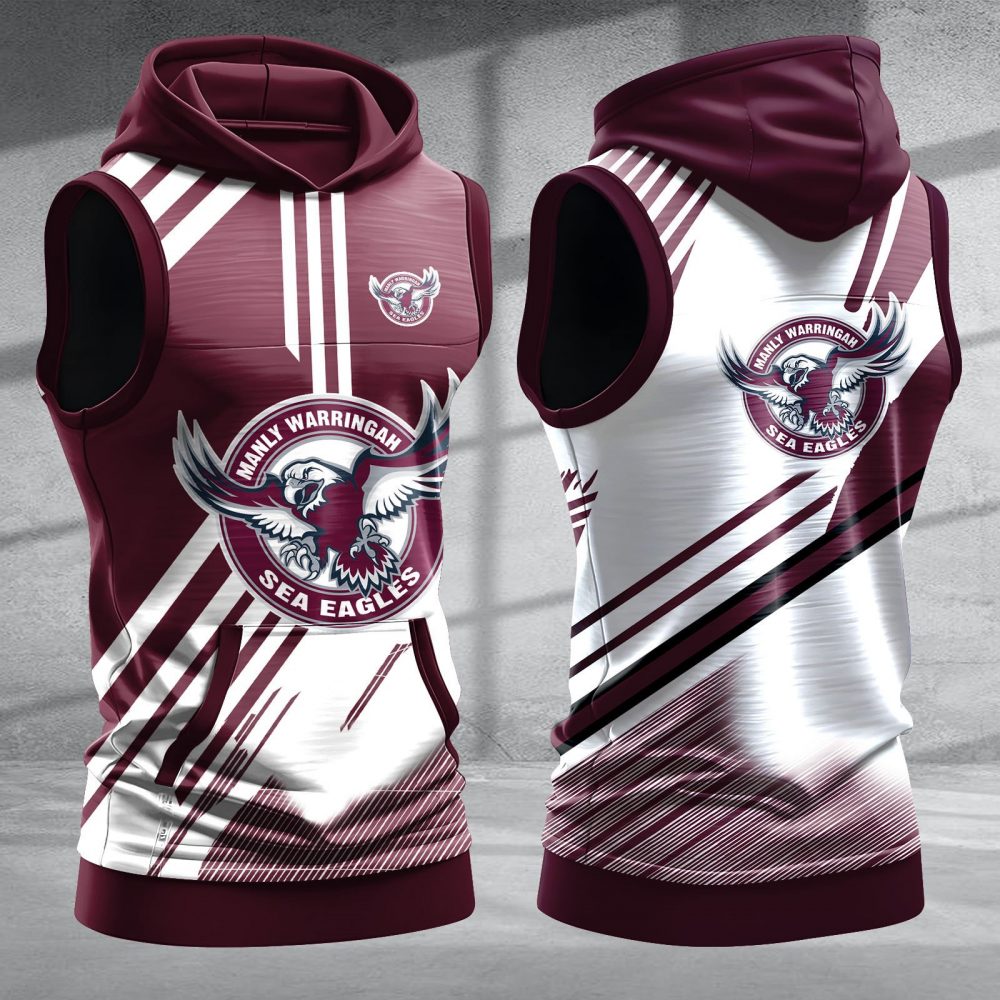 Manly Warringah Sea Eagles Hooded Sleeveless Shirt PURZB426